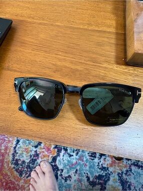 Tom Ford Black Square Metal-Accented Sunglasses